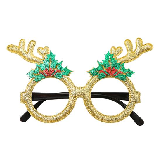 huaqianguhh Christmas Glasses, Glitter Holiday Party Glasses Frames, Santa Hat Tree Snowman Bear Funny Eyeglasses for Favors