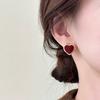 Red Ribbon Bow-knot Vintage Stud Earrings For Women Korean Fashion Autumn Winter Simple Bow Red Stud Earrings Geometric Earring