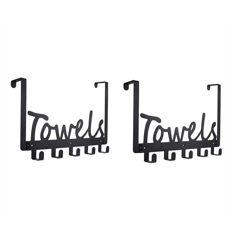 A33R-Towel Rack Towel Holder Over The Door Hooks For Bathroom For Hanging Heavy Duty, With 6 Hooks