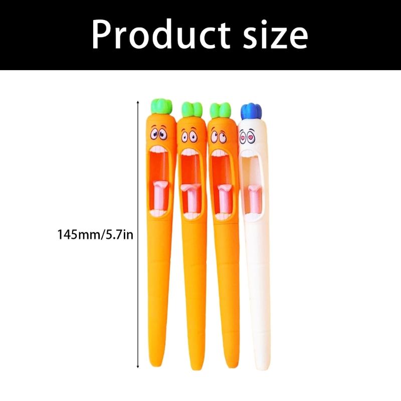 4 Pcs Retractable Gel Pen Smooth Writing Tool Carrot Gel Ink Pen with Comfortable Grip For Students