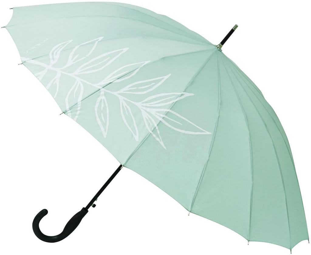 Mabu 58cm Basic Jump 16 Palm Leaf Parasol Long Umbrella with UV Light and a Floral Suitable for Rain or and Women's (SMV-42081) - Protection,