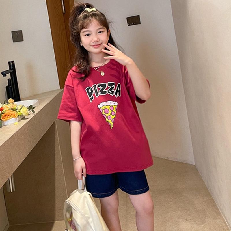 

Мультяшная футболка с коротким рукавом для девочек - Летняя коллекция 2025 года, корейская мода для подростков 130 cm