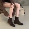 Low-heeled suede square-headed short boots women's 2025 autumn and winter new temperament suede women's boots, wedge-heeled rear zipper fashion boots
