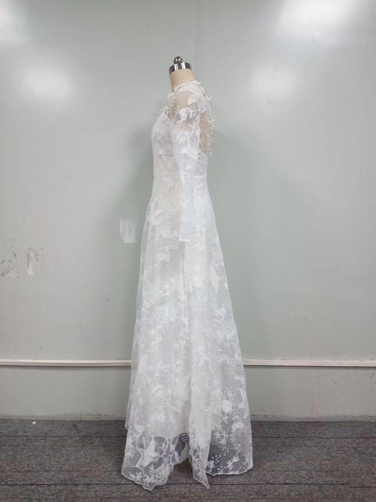 2024 Dameblondespisekjole med blomsterhale og elegant svingende aftenkjole