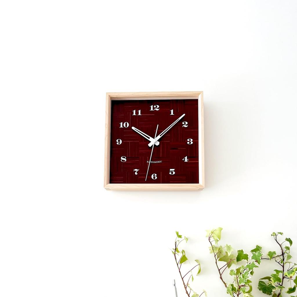 KATOMOKU Muku Square Clock Wood Maple Wall Clock with Continuous Second Hand km-144HM (Quartz Clock)