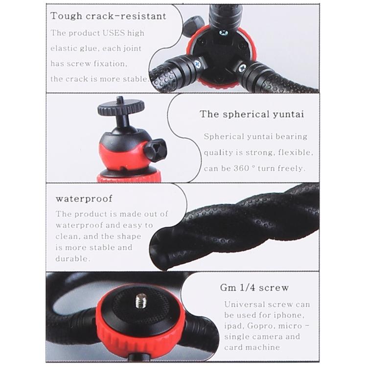 MZ305 Mini Octopus Flexible Tripod Holder with Ball Head for SLR Cameras, DJI / Insta360 / GoPro and Other Action Camera, Cellphone, Size:30cmx5cm