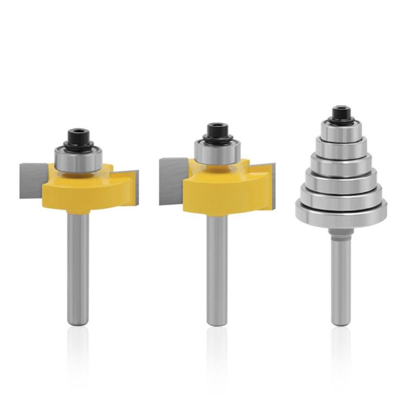 Durable 1/4" Shank 6mm Shank Grooving Milling Cutter with 7 Bearings Woodworking Anti-high Temperature Industry Tools
