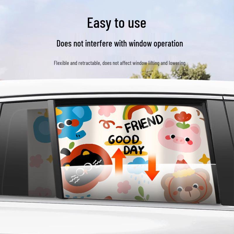 Magnetic Car Sun Shade with Cartoon Pattern – Universal Fit for Summer Sun Protection