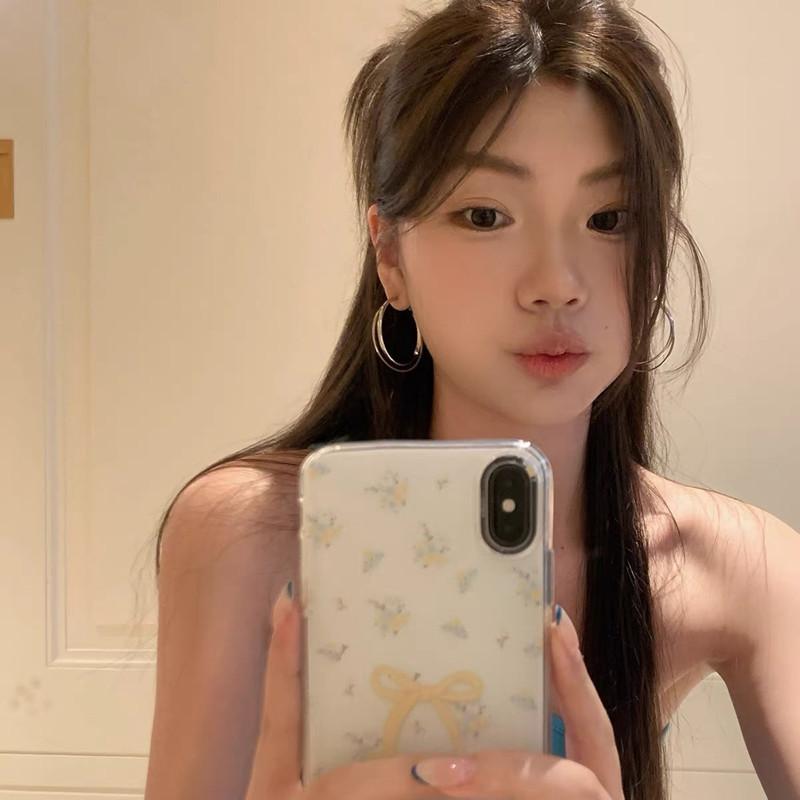 Metal Double-layer Hoop Earrings for Women, Light Luxury, High-end, Temperament, Large Earrings, Circle Earrings, Plain Hoop Earrings, Ear Buckles