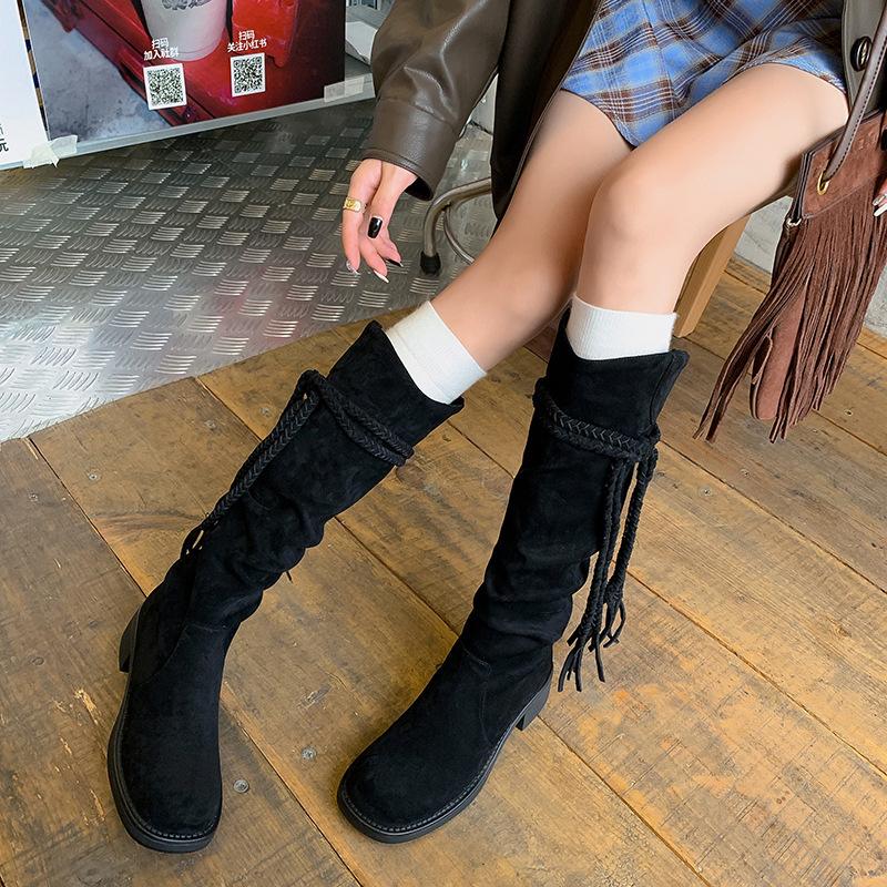 French Retro British Style Maillard Western Cowboy Boots Women's 2025 Autumn New Big Northwest Travel High Boots