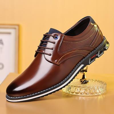 Męskie Buty Skóra PU Eleganckie Miękkie Wygodne Codzienne Modne Sznurowane Biurowe Duże Rozmiary Biznesowe Skórzane Buty