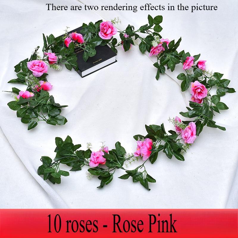 Silk Artificial Rose Vine Hanging Flowers for Wall, Rattan Fake Plants Leaves Garland, Wedding Home Garden Arch Decoration
