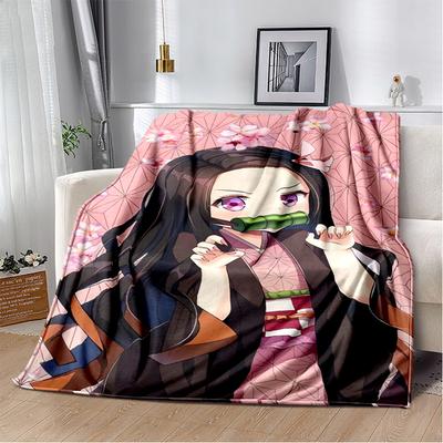 Koc z Anime Demon Slayer Sofa Biuro Koc do Drzemki Koc Klimatyzacyjny Miękki i Ciepły Kamado Nezuko