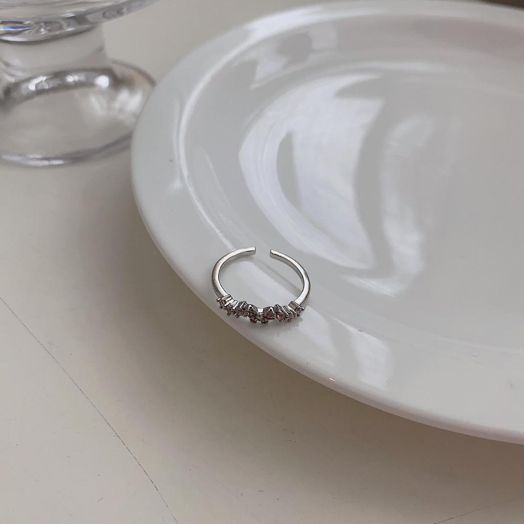 Korean Celebrity Style Love Zircon Flower Ring