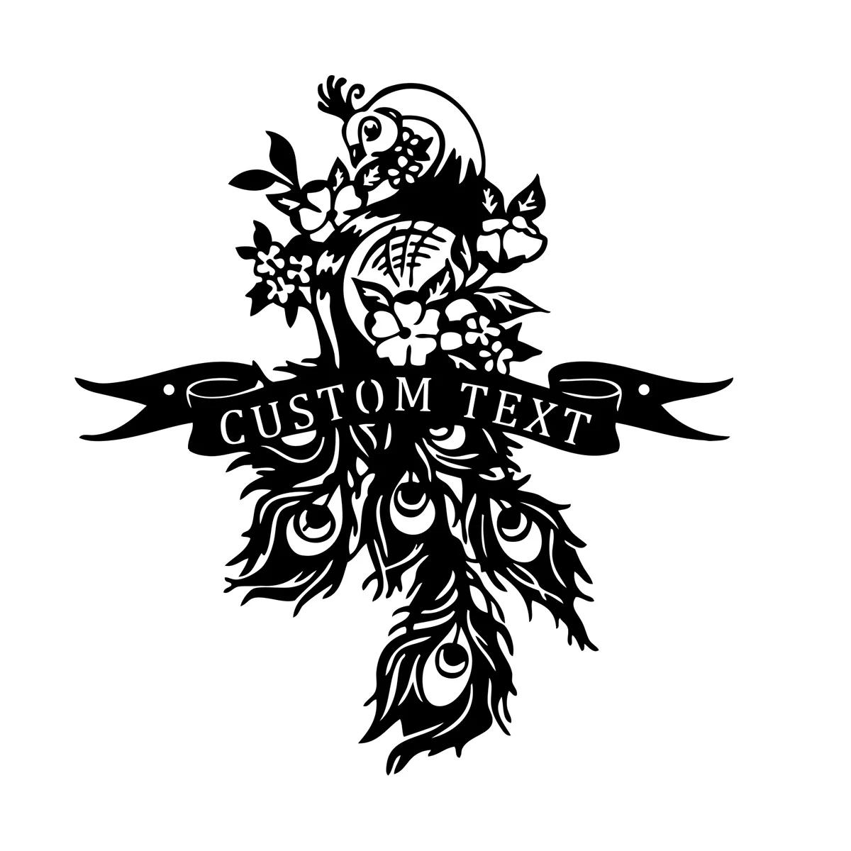 Metal Peacock Wall Art, Personalized Name Sign for Home Decor, Custom Peacock Gift Indoor Outdoor чёрный