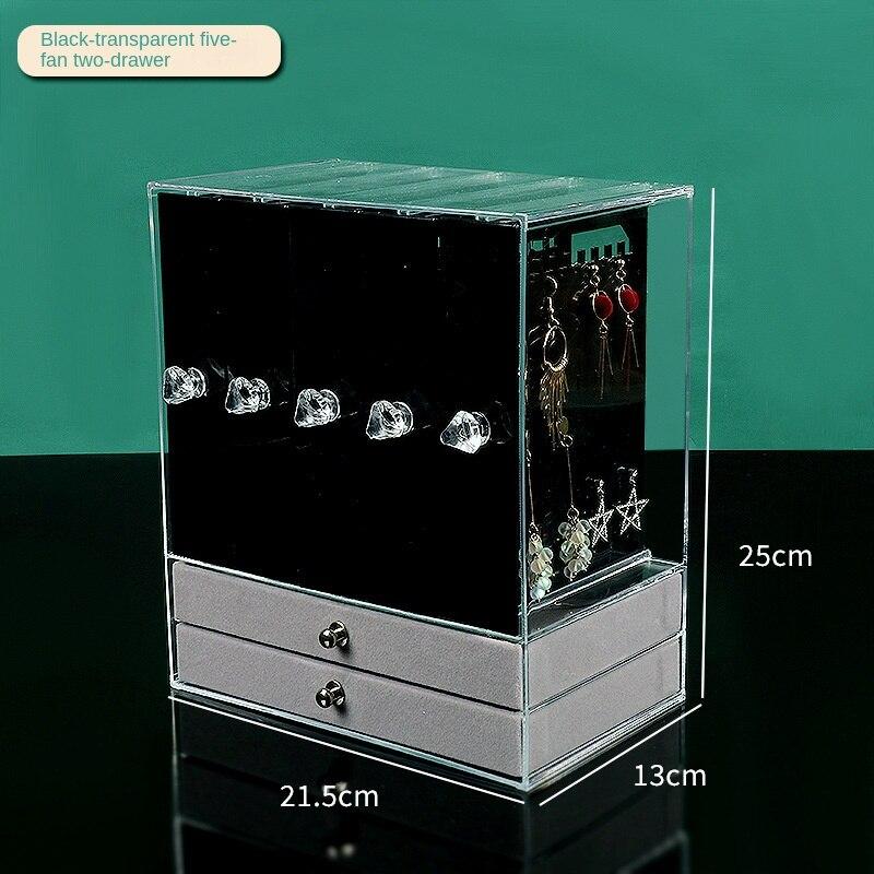 Pudełko do przechowywania kolczyków z kolczykami o dużej pojemności, klipsy do uszu, układ naszyjników, przezroczysty, pyłoszczelny, flanelowy stojak do przechowywania pudełek na biżuterię