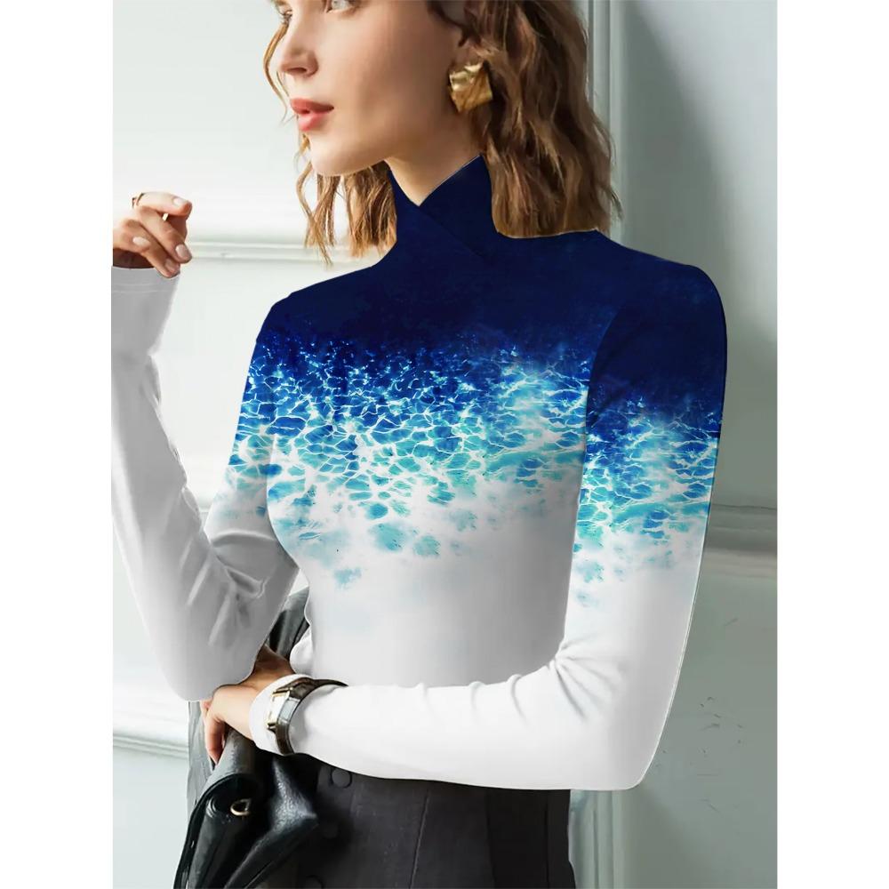 Women's Cheongsam Collar Long-sleeved T-shirt, Suitable for Women, Regular Version, Spring and Autumn Series