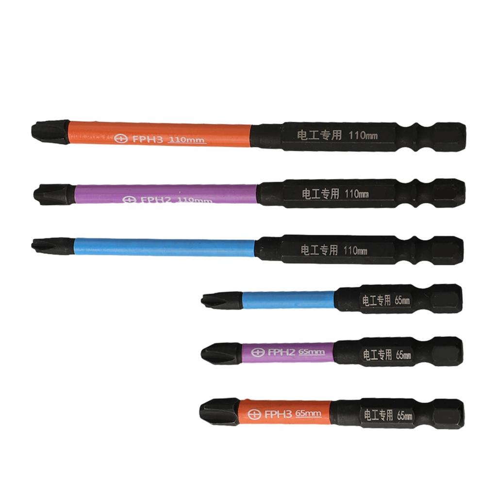 65mm/110mm Screwdriver Bits 6pcs 6x Alloy Steel HRC63 Hardness