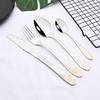 Vintage Western 32Pcs Silver Gold Flatware Cutlery Dining Set Luxury Knife Fork Teaspoon Set Engraving Dinnerware Set for Wedding