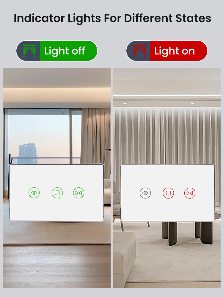 Zigbee Smart Curtain Switch with Alexa Voice Control, Touchscreen, Aluminum Frame & App Timing