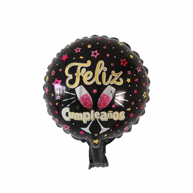 10Pcs Feliz Cumpleaños Día AIr Globos 10inch Colorful Mini Spanish Happy Birthday Foil Balloons Home Party Decorations Kids Gift