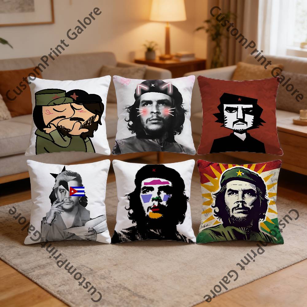 CChe GGuevara Karl Marx HD Print Square Pillow Cover Polyester Lightweight Customizable for Home Office Sofa Decor