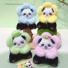 Panda Plush Animal Keyring Pendant With Flower Hat For Bag Decor And Key Chain