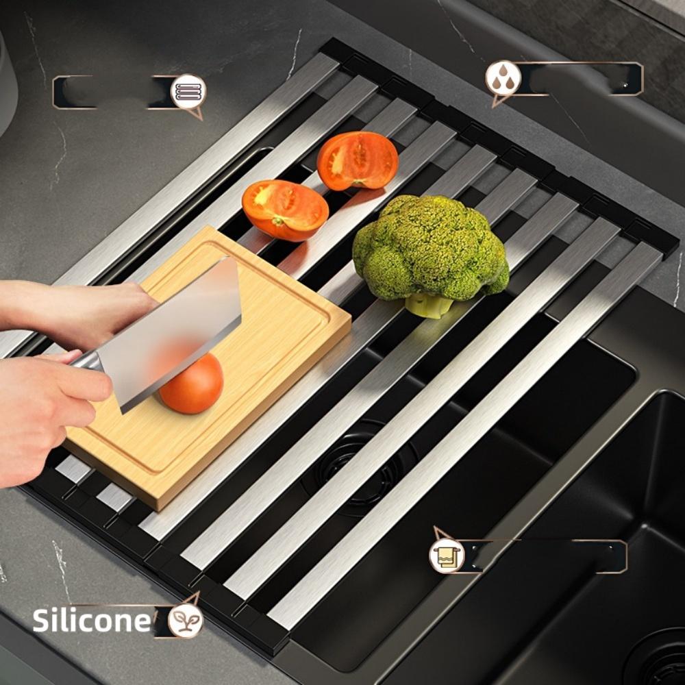 Roll Up Dish Drying Rack Over Sink Drying Rack Sink Cover Kitchen Sink Accessories Gadget Multipurpose Organizer Foldable Stainl