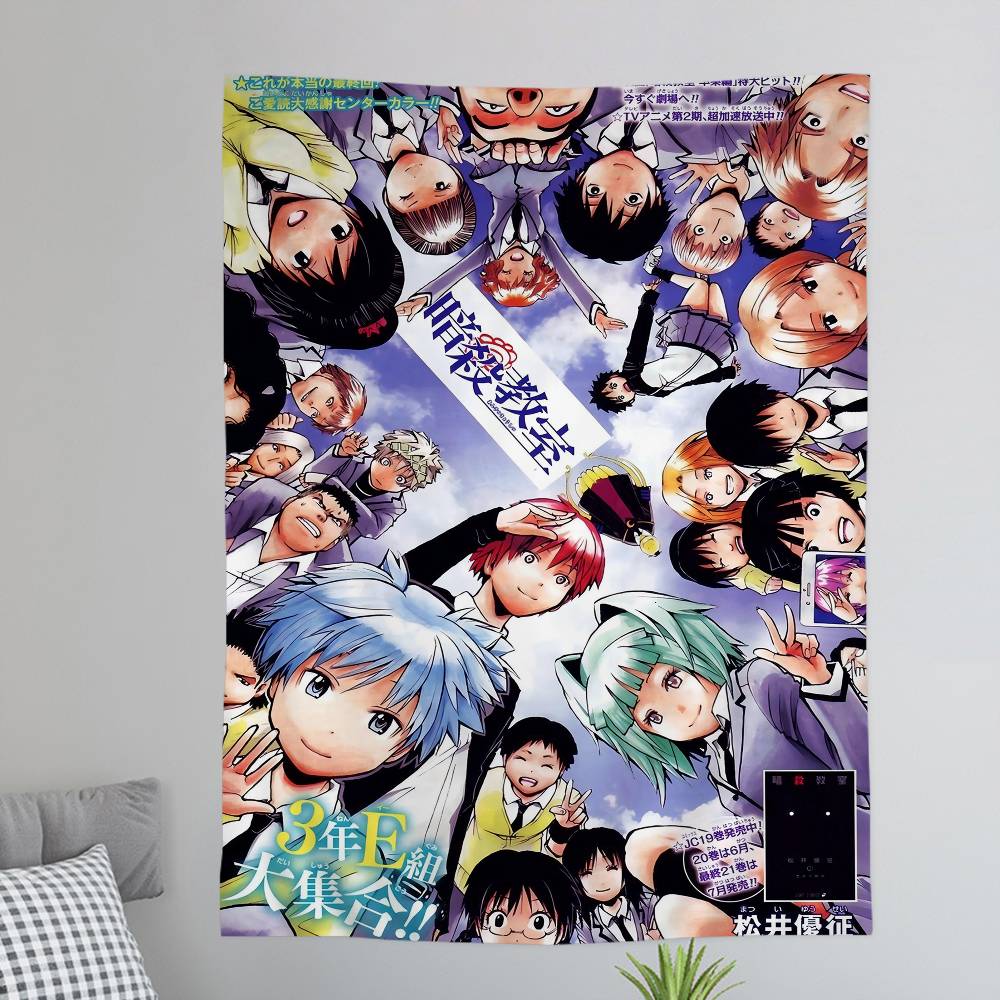 Assassination Classroom Full Class Wall Tapestry Korosensei 3E Students Playful Room Decor for Comedy Anime Shonen Fans