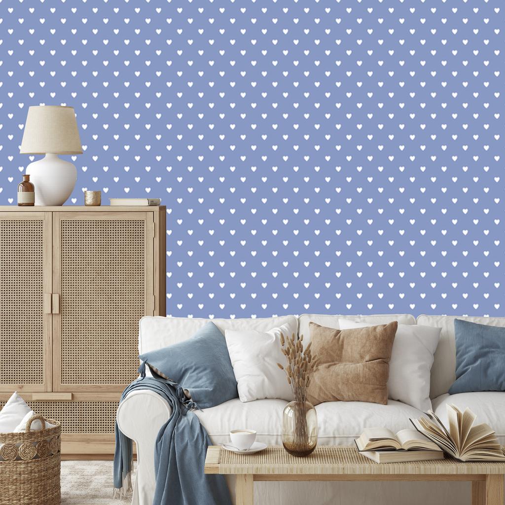 Blue, White and Azure Hearts Wallpaper 50x1000