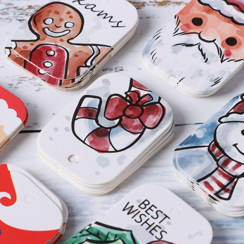 48/50pcs Santa Claus Wrapping Supplies Kraft Paper Christmas Labels Gift Wrapping Kraft Tag Hang Tags