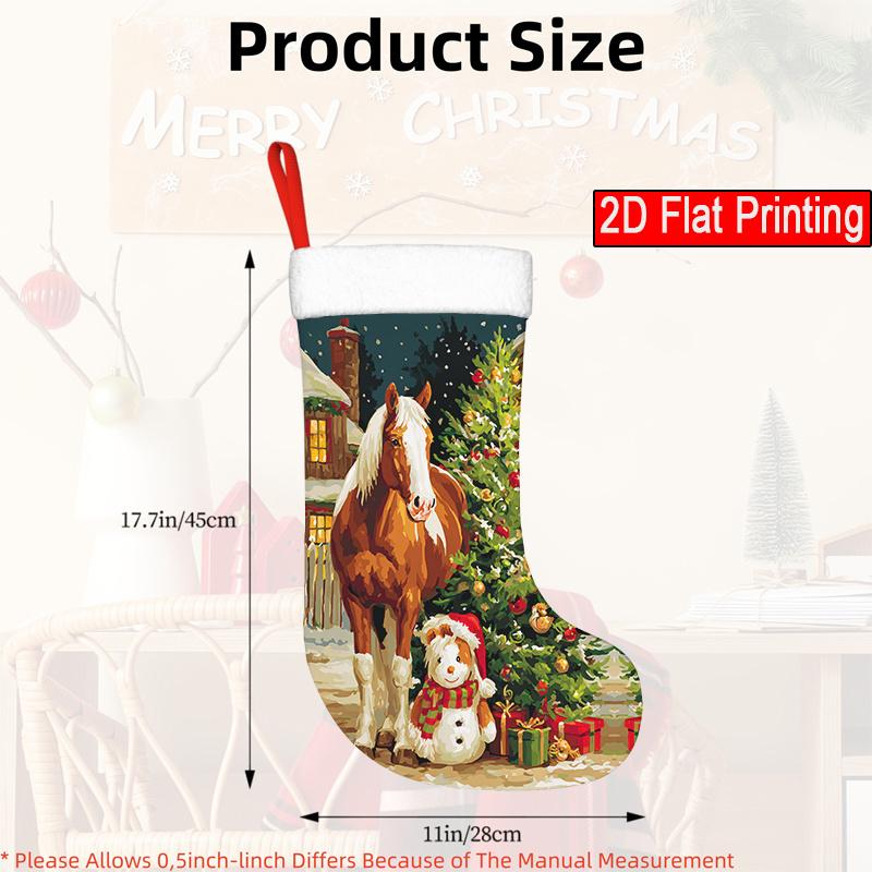 Christmas decoration fireplace hanging stocking1pc Equestrian Christmas Snowman & Horse Pattern Holiday Sock D