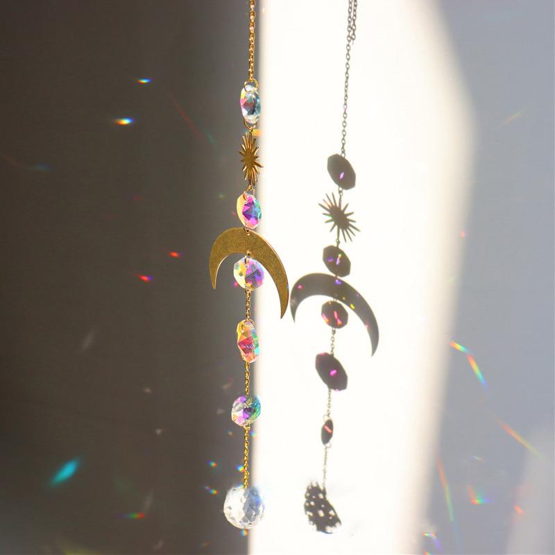 Kristalle Sonnenfänger Hängender Mond Sonnenfänger Mit Glasprismen Für Fenster Weihnachtsgeschenk