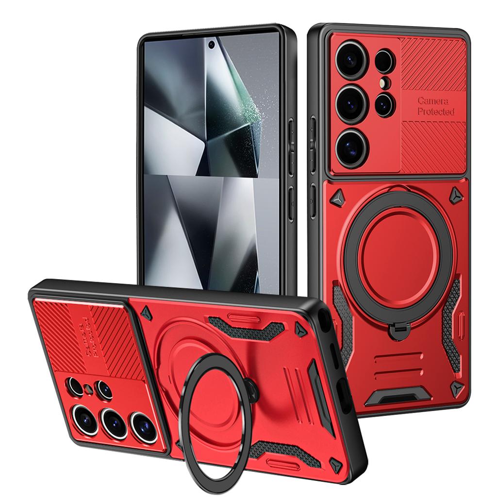 Luxury Armor 360 Rotating Magnetic Phone Case For Samsung S25 Ultra S24 Plus S23 A16 A17 Kickstand Protection For Magsafe Cover