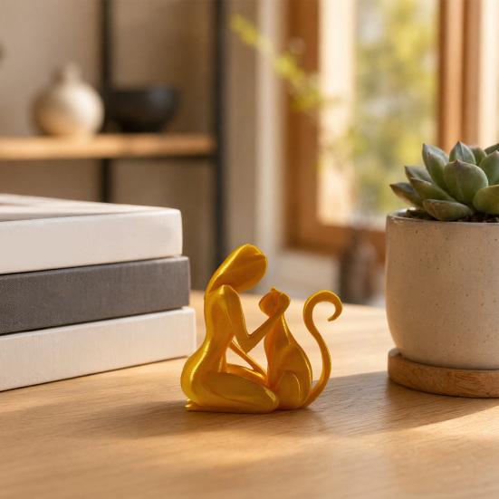 Jijijing 3D Printed Sculpture, One-Piece Molding Desktop Figure, Abstract Woman Cat Art Ornament for Home Decor Gift