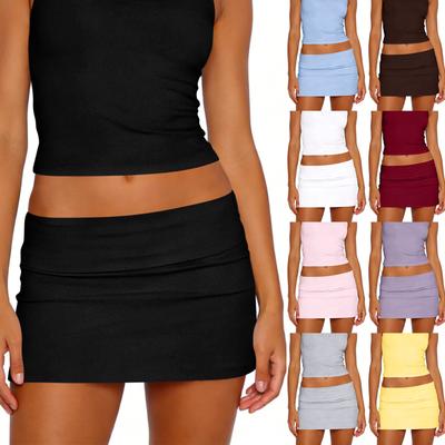 Women's Fashion Sexy Hot Girl Short Skirt Fitted Bodycon Color Skirt