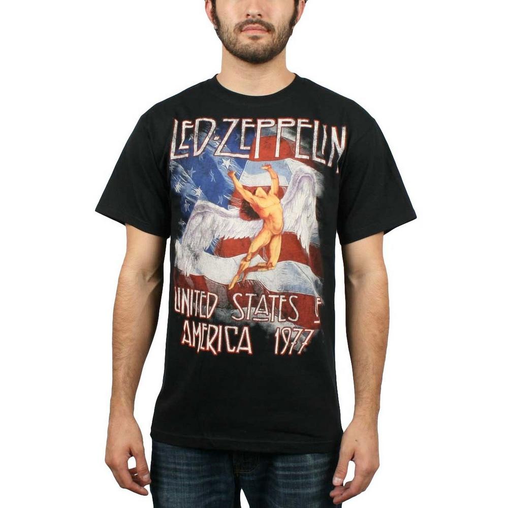 Led Zeppelin Unisex Adult USA 77 Stars & Stripes T-Shirt