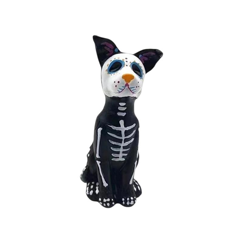 Halloweens Dog and Cats Resin Figurine Sturdy Decoration for Home Office Shelf Display