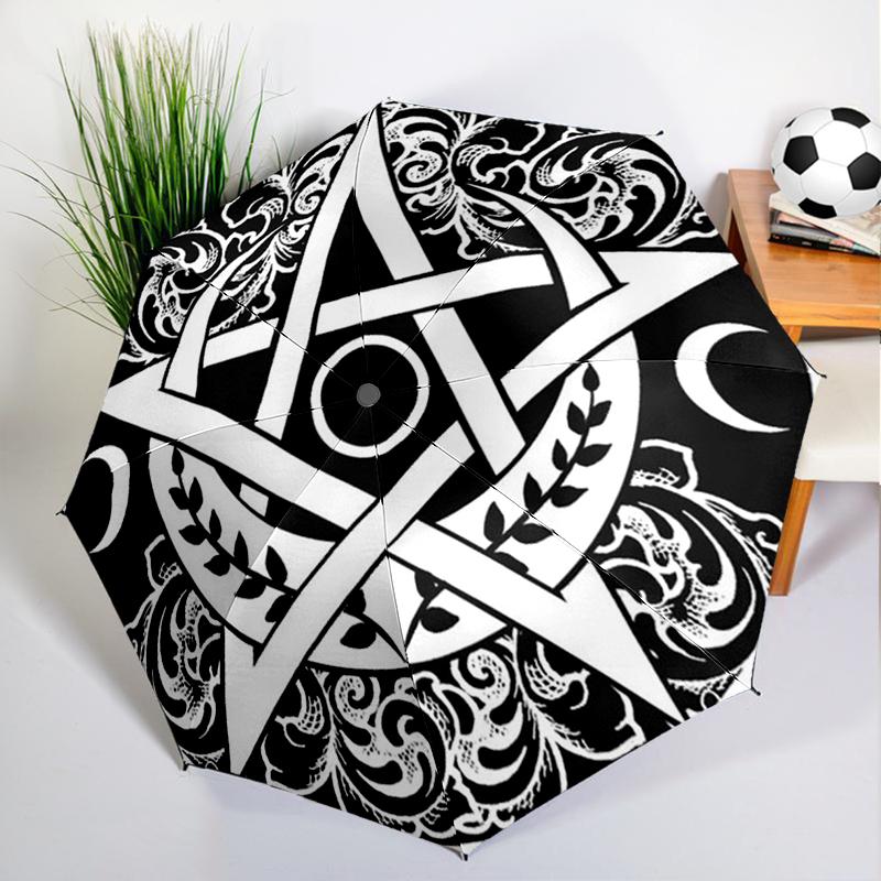 Witchcraft Pentagram Umbrella Automatic Open/close, Sturdy Iron Frame & 8-Rib Struct, Umbrella for Women & Men, Christmas Gifts