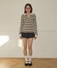 SALON DE YOHN Striped Button Rugby Collar Shirt_ Beige