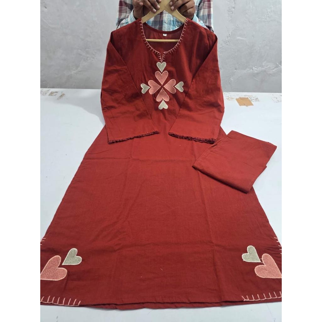 Pakistani Style Cotton Kurti Palazzo Set Indian Women's Ethnic Kurta Set Dress