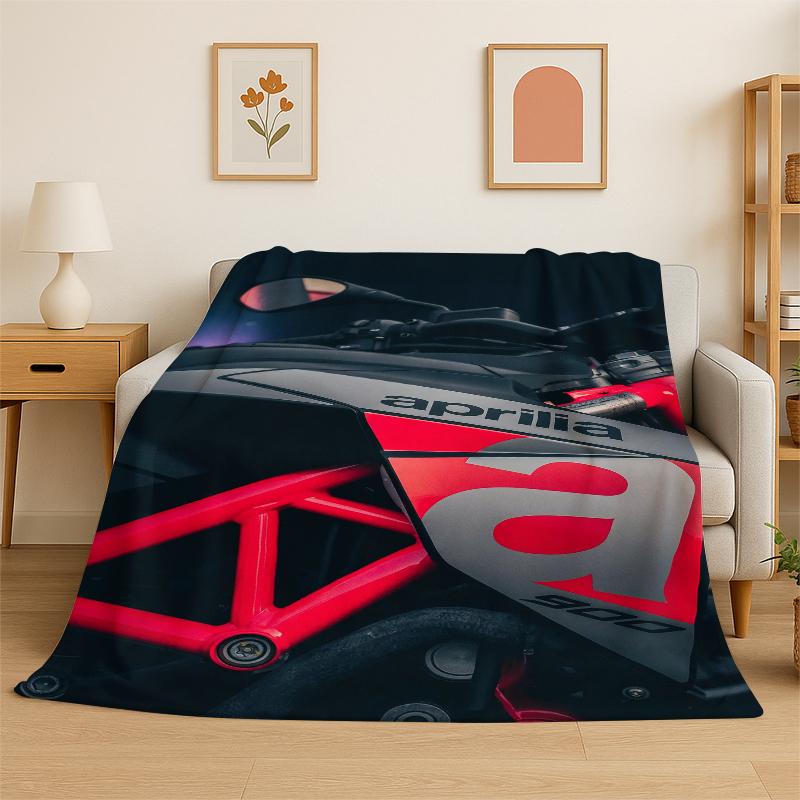 Racing Car A-Aprilia Logo Moto Flannel Blanket Soft Warm Throw Blanket for Bedroom Living Room Bed Travel Camping Picnic Gift