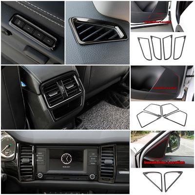 Pro Škoda Kodiaq 2016- Vnitřní lišta pro nastavení sedadel Spínač AC ventilace Vývod krytu rámu reproduktoru Černá
