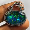 Natural Opal Pendant 28 ct 925 Sterling Silver Multicolor Oval Cut October Birthday Birthstone