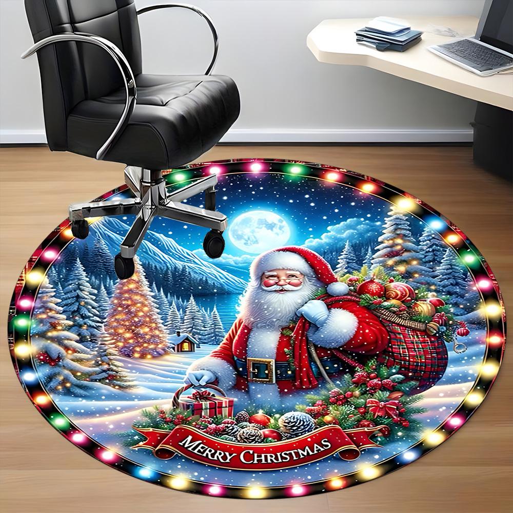 1pc Christmas Ornament Chair Carpet for Office Non-Slip, Machine Washable Rug for Office, Room - Holiday Decor, Machine Made Yy251016059