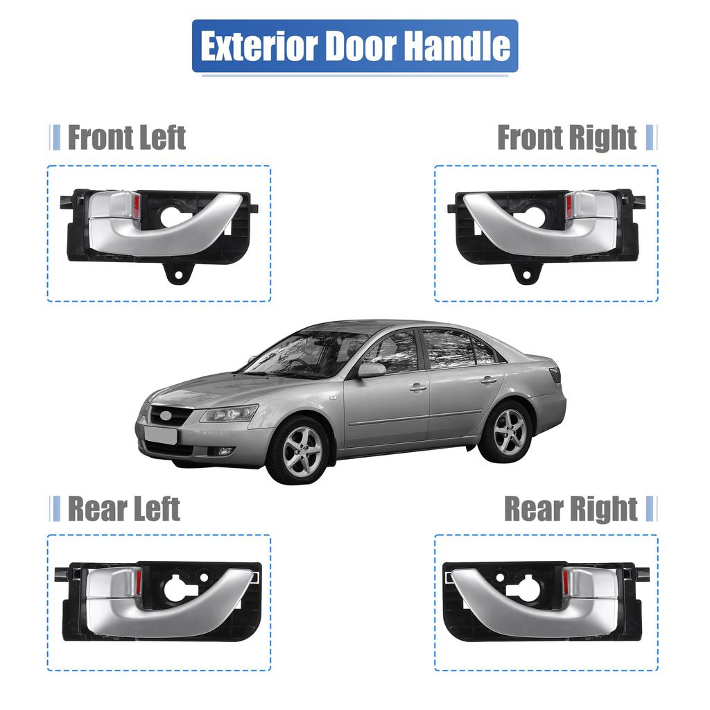 X AUTOHAUX Interior Door Front and Left and Right Side Pull Handles for Hyundai Sonata Part Number 1 Set Handles, Rear, 2005-2008, 826103K020GU,