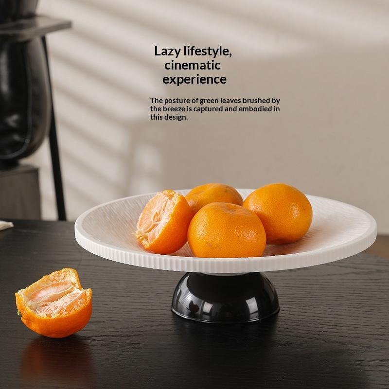 Minimalist Textured Pedestal Fruit Tray Stable Base Elegant Design Perfect For Home Coffee Table Serving Fruits Snacks Desserts