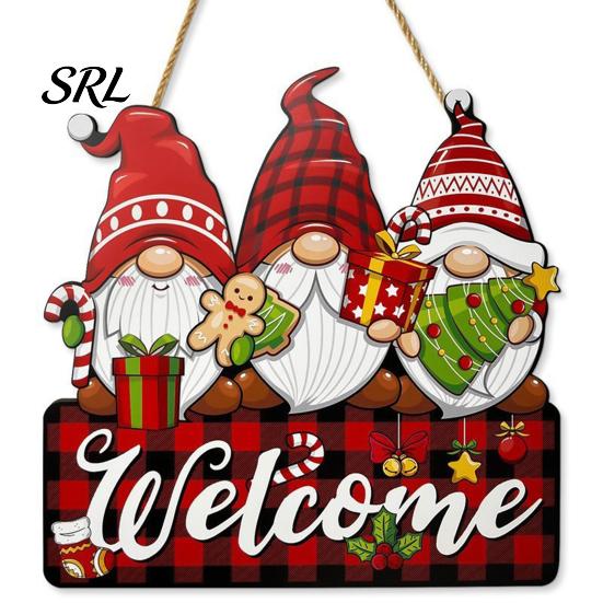 Cute Dwarf Seasonal Ornament Christmas Gnome Wooden Hanging Pendant, Cartoon Ornament, Merry Party Decor Door Sign for Home Shop Holiday Decoration