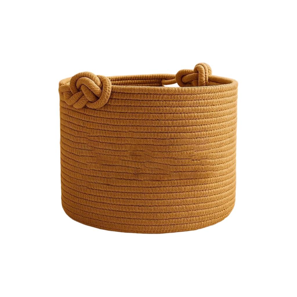Pet Toy Storage Basket - Cotton Rope with Knot Handles, Color No Embroidery, for and Dog Toys, Treats and Accessories