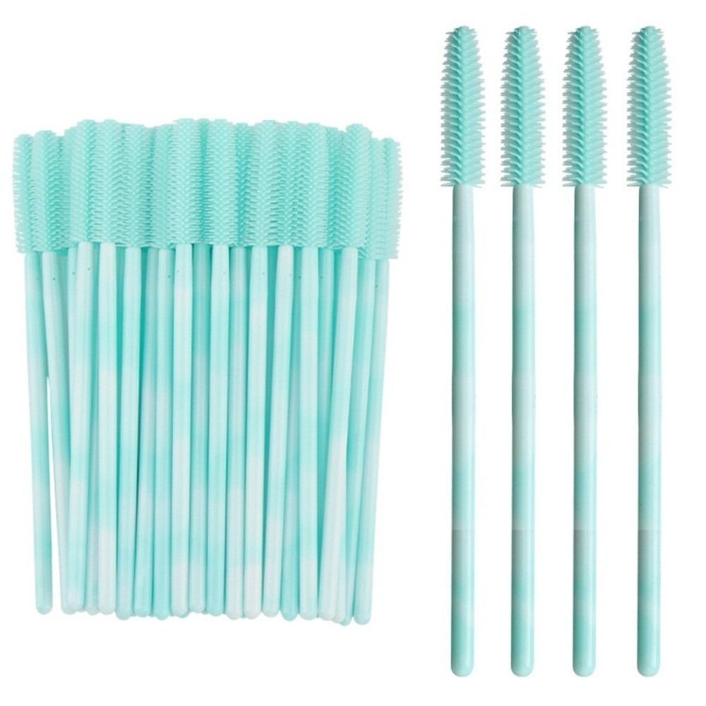50Pcs Disposable Eyelash Brushes Makeup Tools Silicone Eyelash Makeup Brush Microbrush Rainbow Color Mascara Wand Applicator